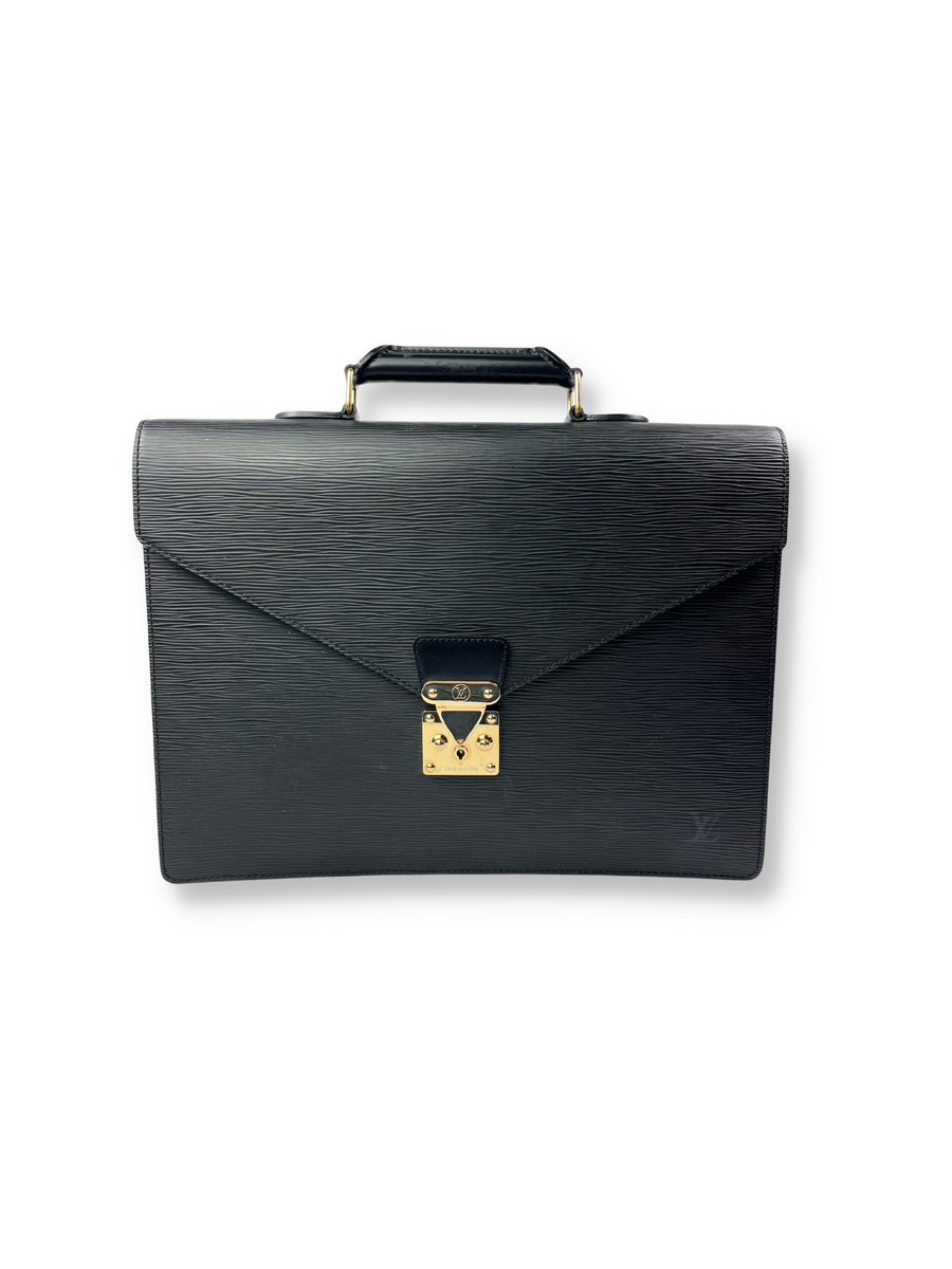 Authentic Louis Vuitton Epi Serviette Conseiller Briefcase Black M54422 LV  3929F