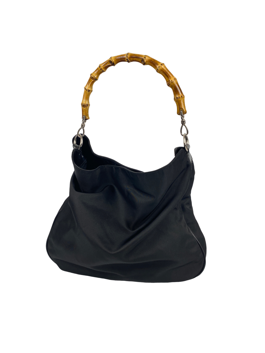 GUCCI - BLACK NYLON BAMBOO HANDLE LARGE TOTE BAG – RE.LUXE AU