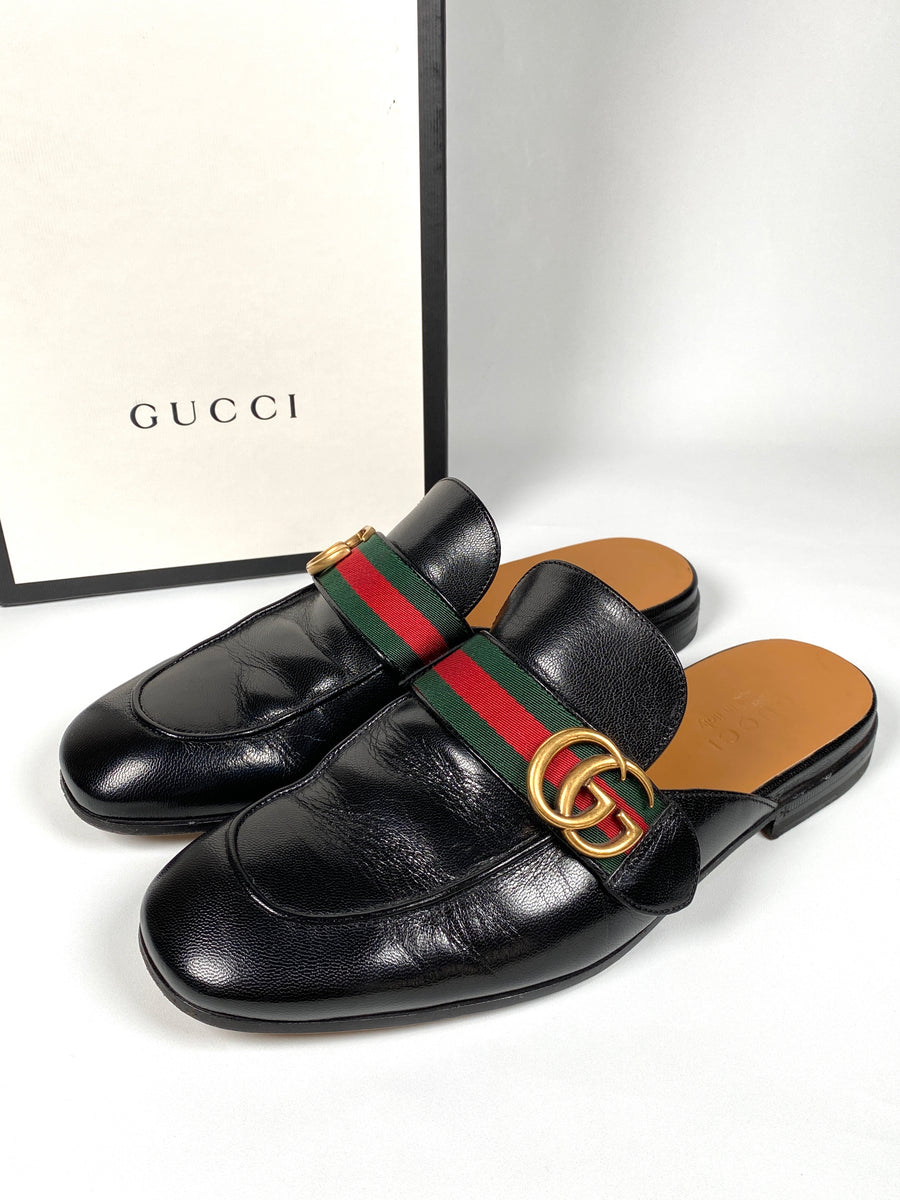 Gucci black princetown online slippers