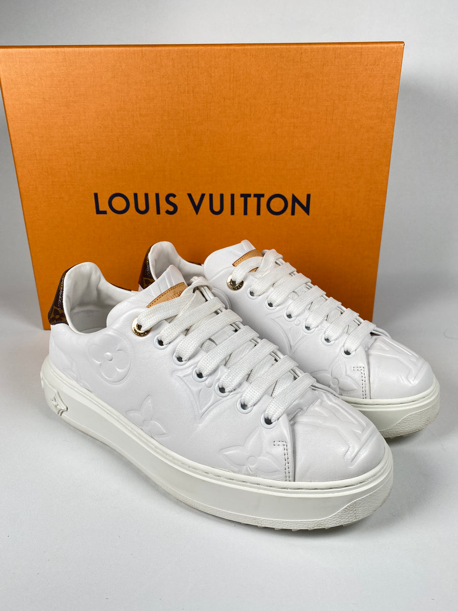 Louis Vuitton White Leather Time Out Low Top Sneakers Size 40