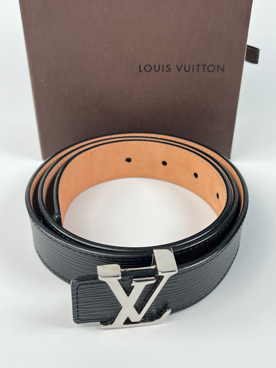 Louis Vuitton Black epi Leather Belt 90cm Silver LV Buckle