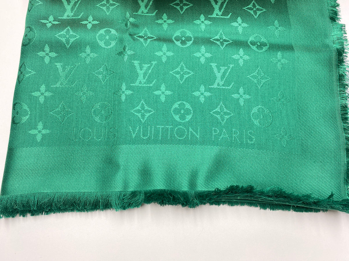 LOUIS VUITTON - MONOGRAM LOGO SILK WOOL SHAWL IN GREEN – RE.LUXE AU