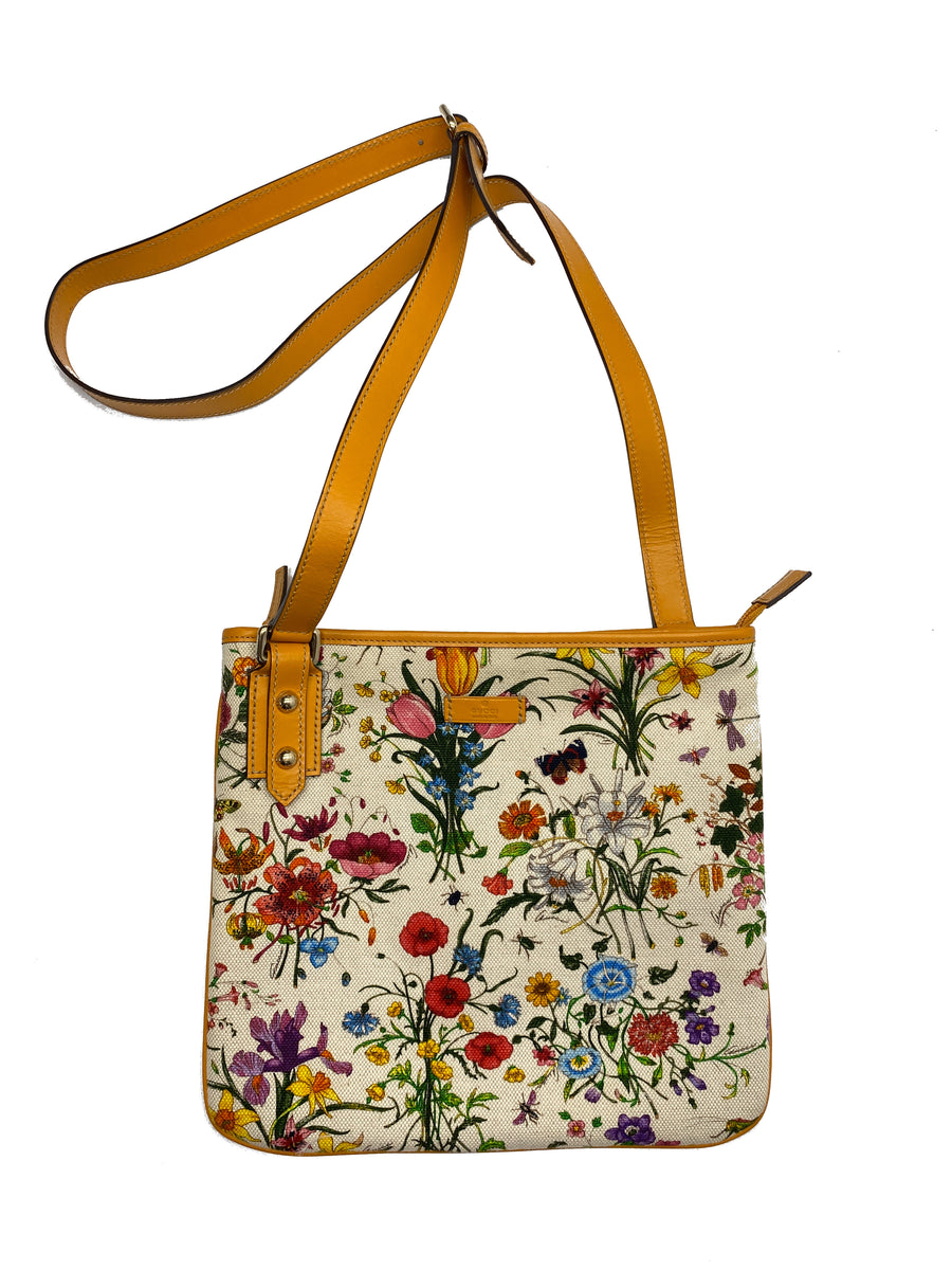 GUCCI FLORA FLORAL CANVAS PRINTED CROSSBODY BAG RE.LUXE AU