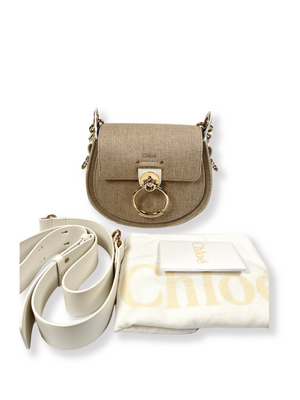 CHLOE - TESS LEATHER AND CANVAS CROSS BODY BAG