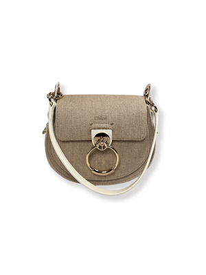 CHLOE - TESS LEATHER AND CANVAS CROSS BODY BAG