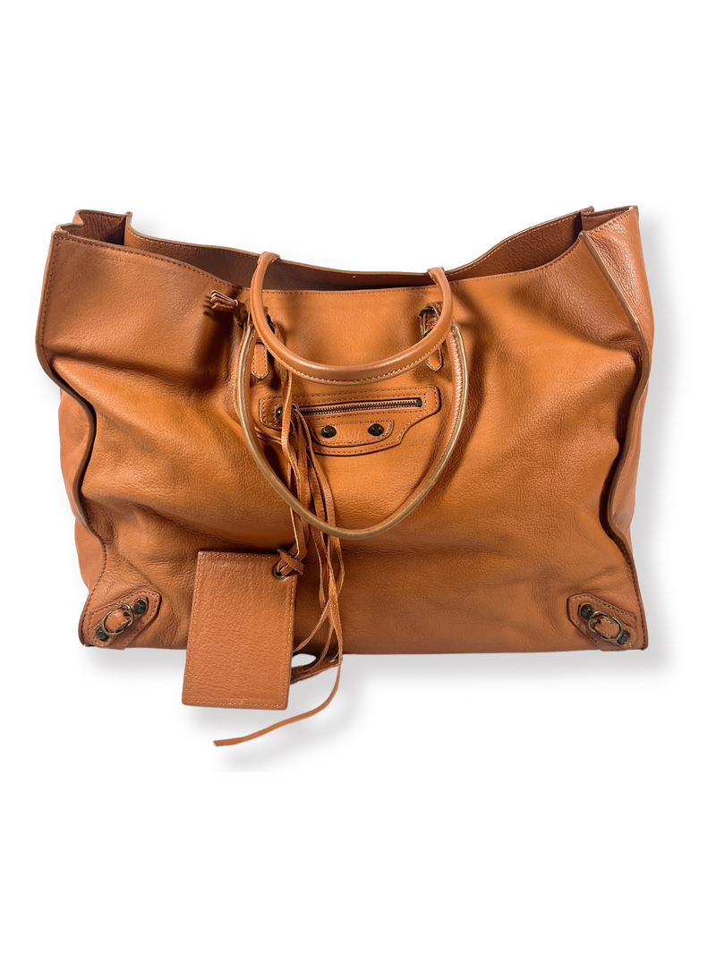 BALENCIAGA - PAPIER TOTE IN TAN LEATHER