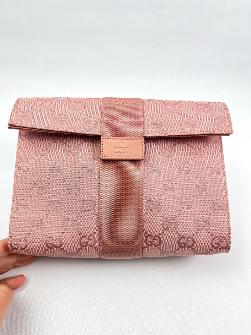 GUCCI PINK GG CANVAS COSMETIC POUCH RE.LUXE AU