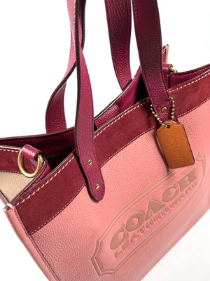 COACH - FIELD TOTE IN COLOURBLOCK VINTAGE PINK MULTI