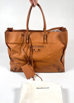 BALENCIAGA - PAPIER TOTE IN TAN LEATHER