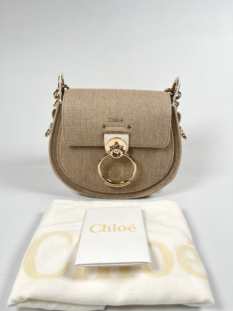 CHLOE - TESS LEATHER AND CANVAS CROSS BODY BAG