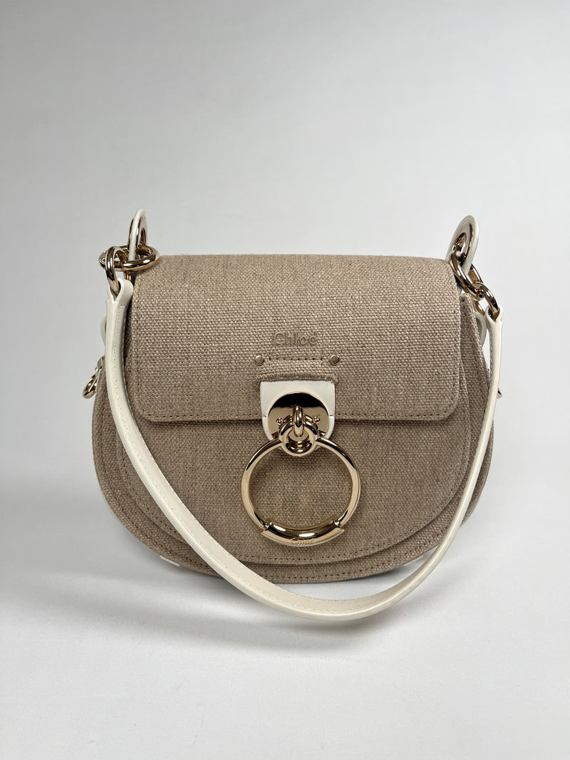 CHLOE - TESS LEATHER AND CANVAS CROSS BODY BAG