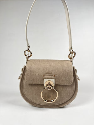 CHLOE - TESS LEATHER AND CANVAS CROSS BODY BAG