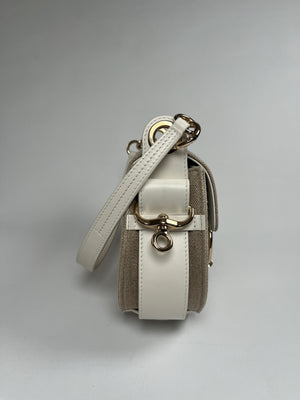 CHLOE - TESS LEATHER AND CANVAS CROSS BODY BAG