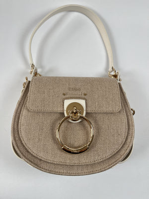 CHLOE - TESS LEATHER AND CANVAS CROSS BODY BAG