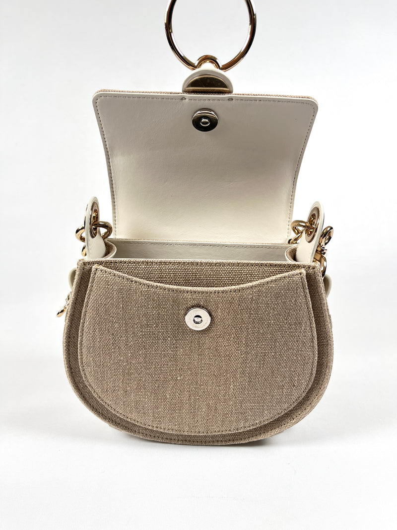 CHLOE - TESS LEATHER AND CANVAS CROSS BODY BAG