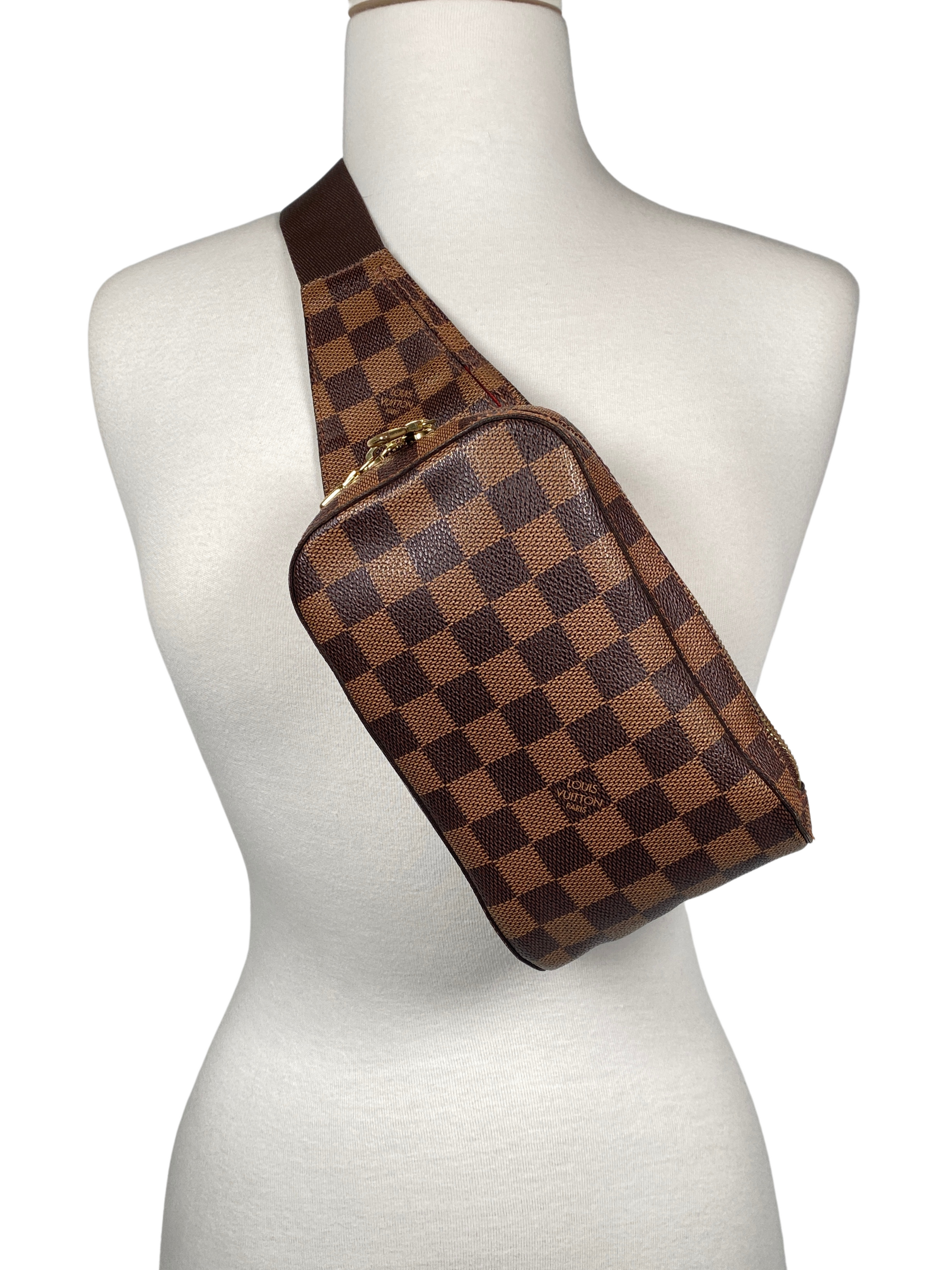 Louis Vuitton Damier Ebene Geronimos Body Bag Fanny Pack Waist Pouch Belt  858009