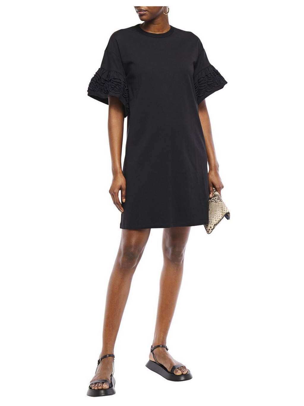 SEE BY CHLOÉ - RUFFLE SLEEVE T-SHIRT DRESS - SZ S