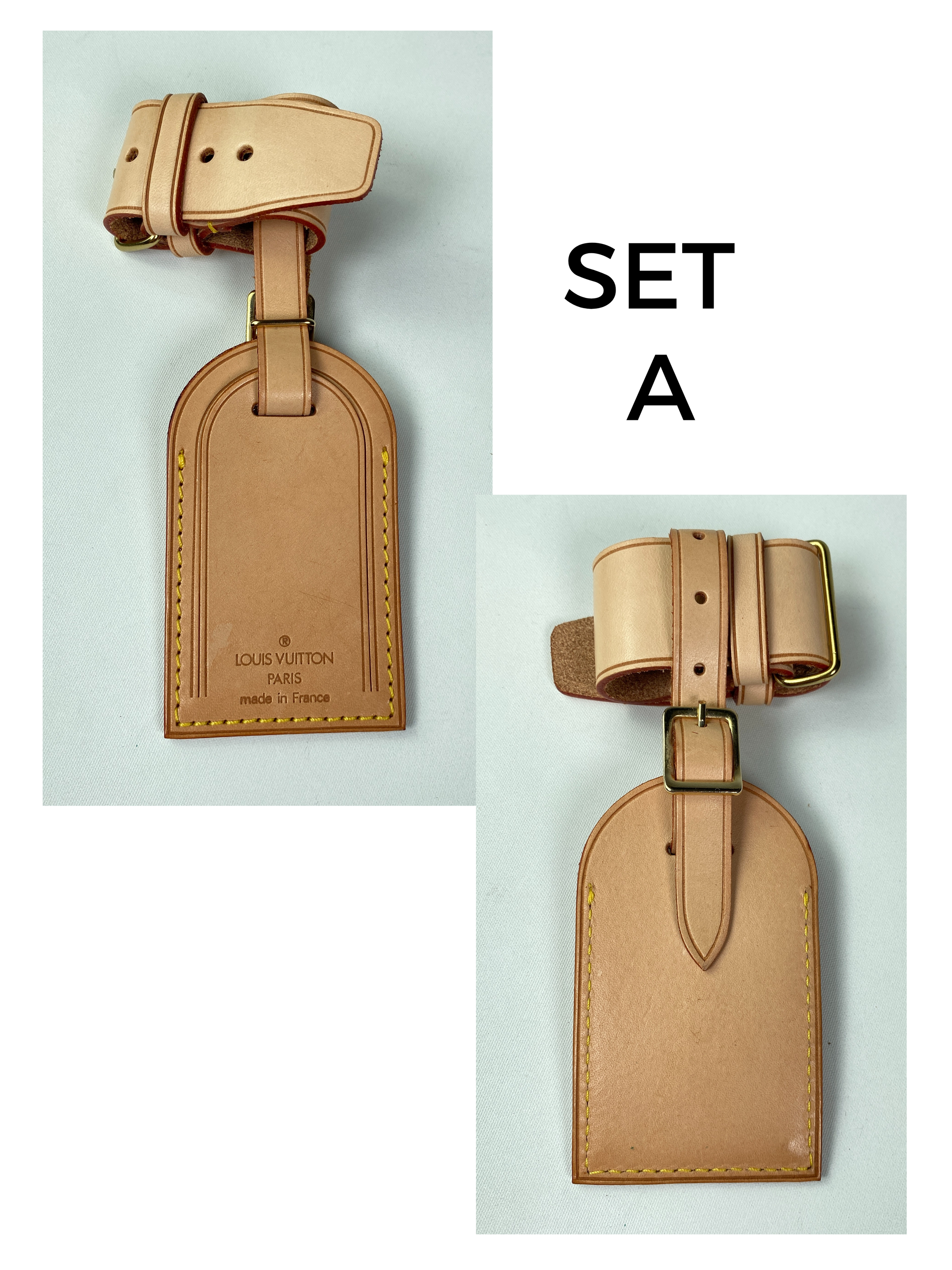 Louis Vuitton Natural Vachetta Luggage Tag and Poignet Set 2LV96a