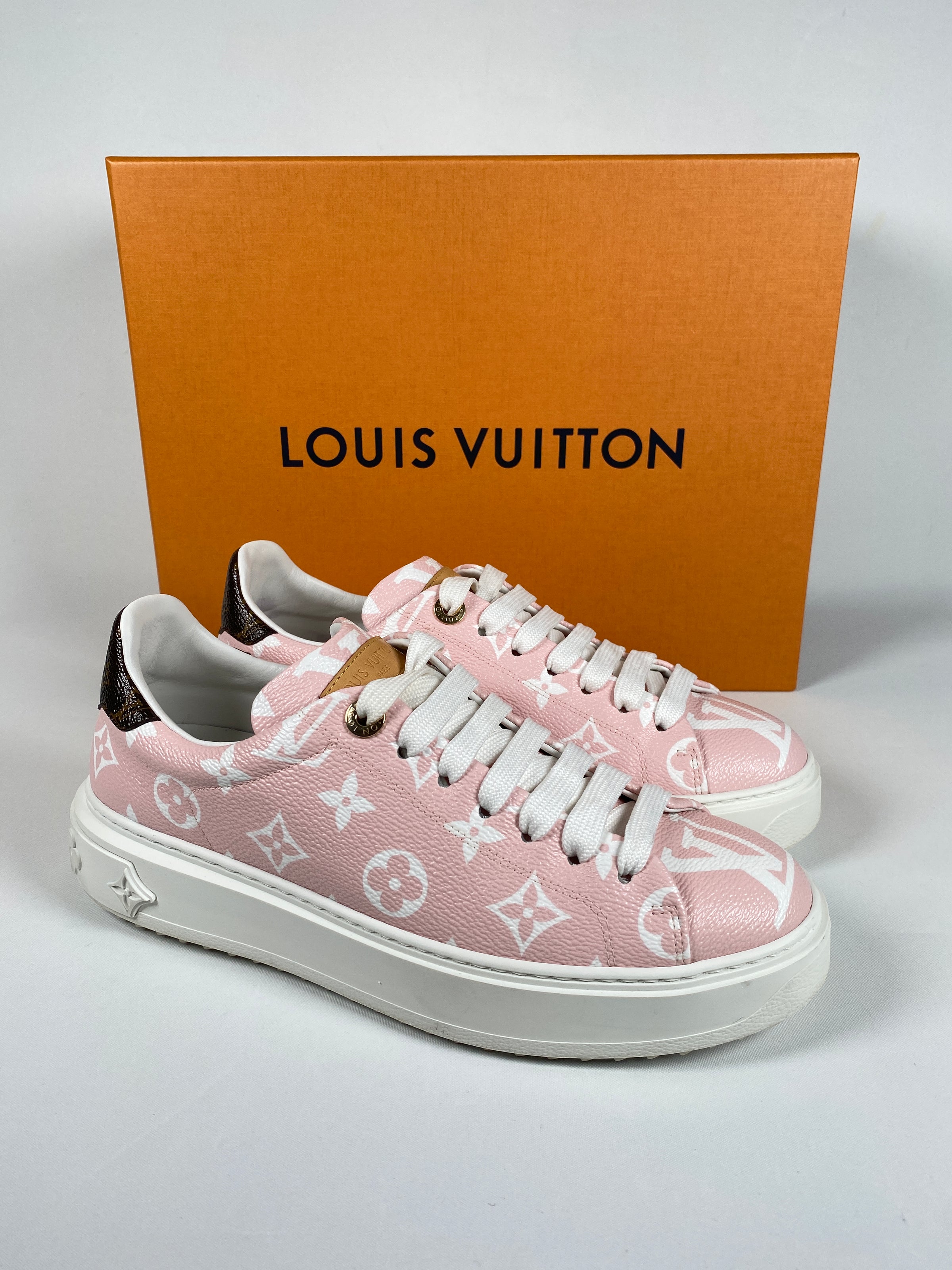 LOUIS VUITTON Monogram By The Pool Time Out Sneakers 38.5 Rose 802891