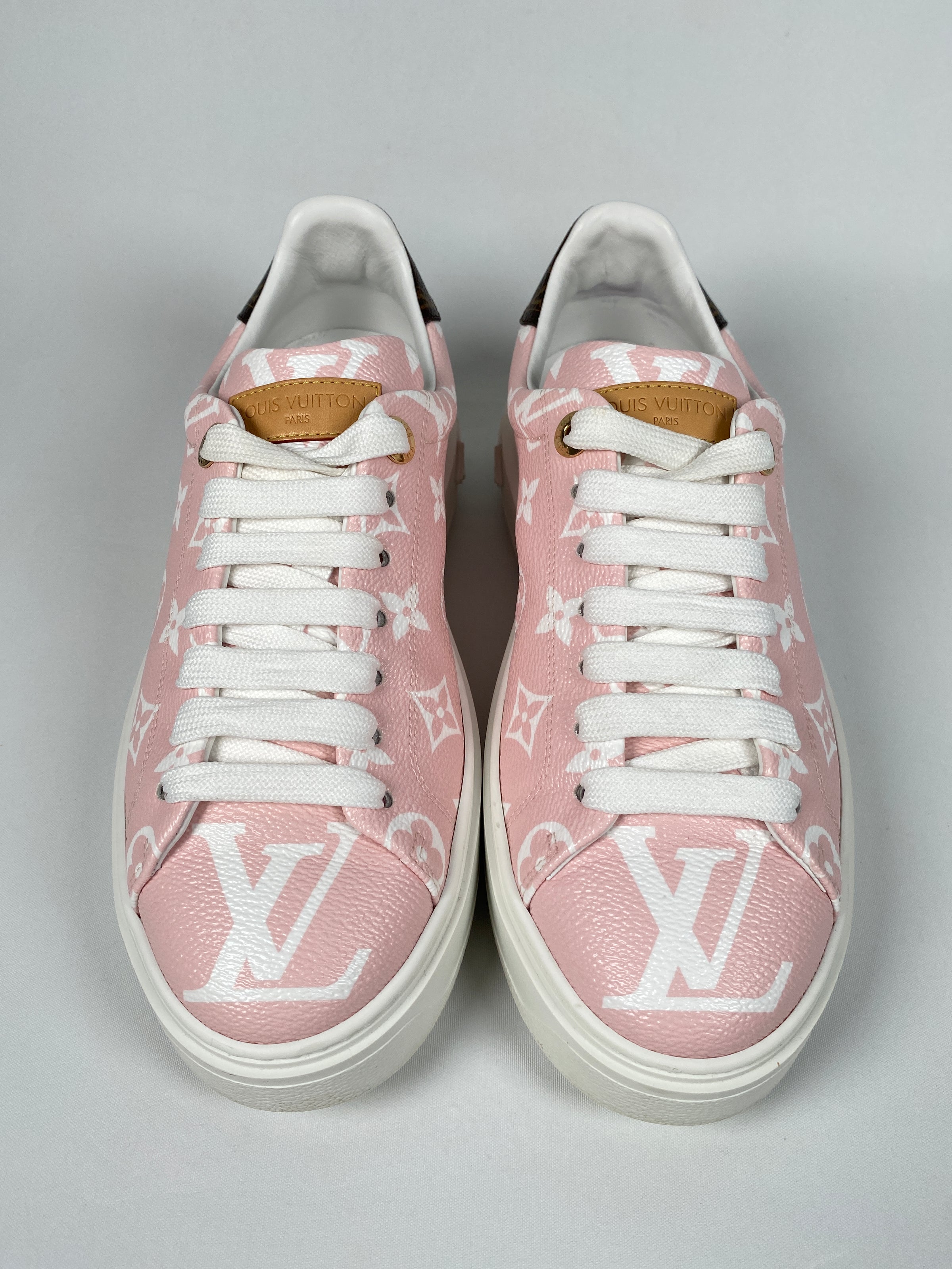LOUIS VUITTON Monogram By The Pool Time Out Sneakers 38.5 Rose