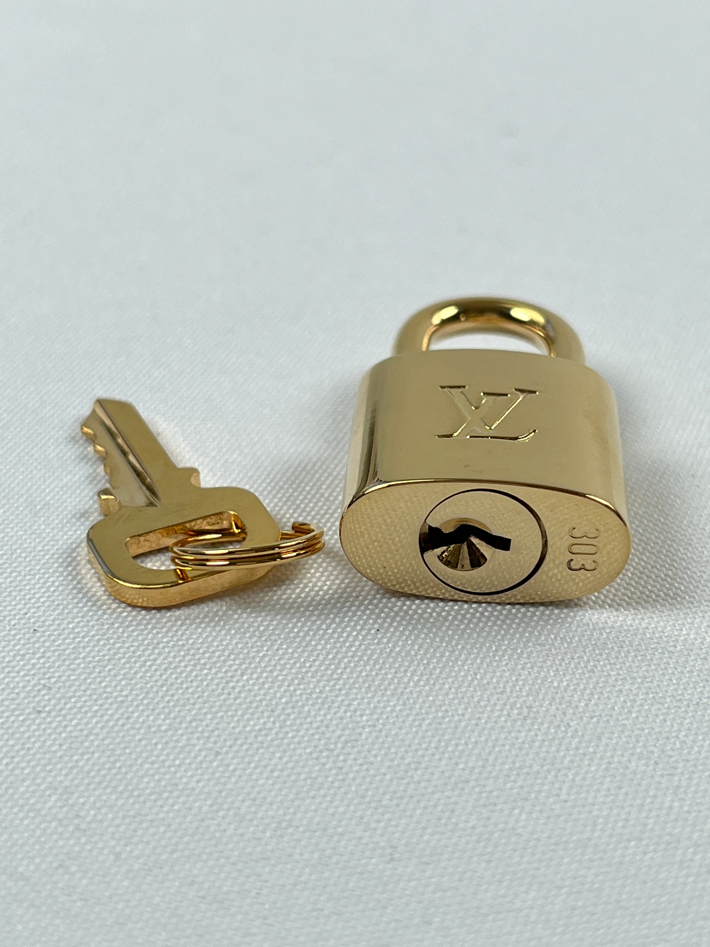 Authentic Louis Vuitton Gold Brass Lock and Key Set 303 