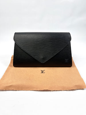 Louis+Vuitton+Art+Deco+Clutch+Small+Black+Leather for sale online