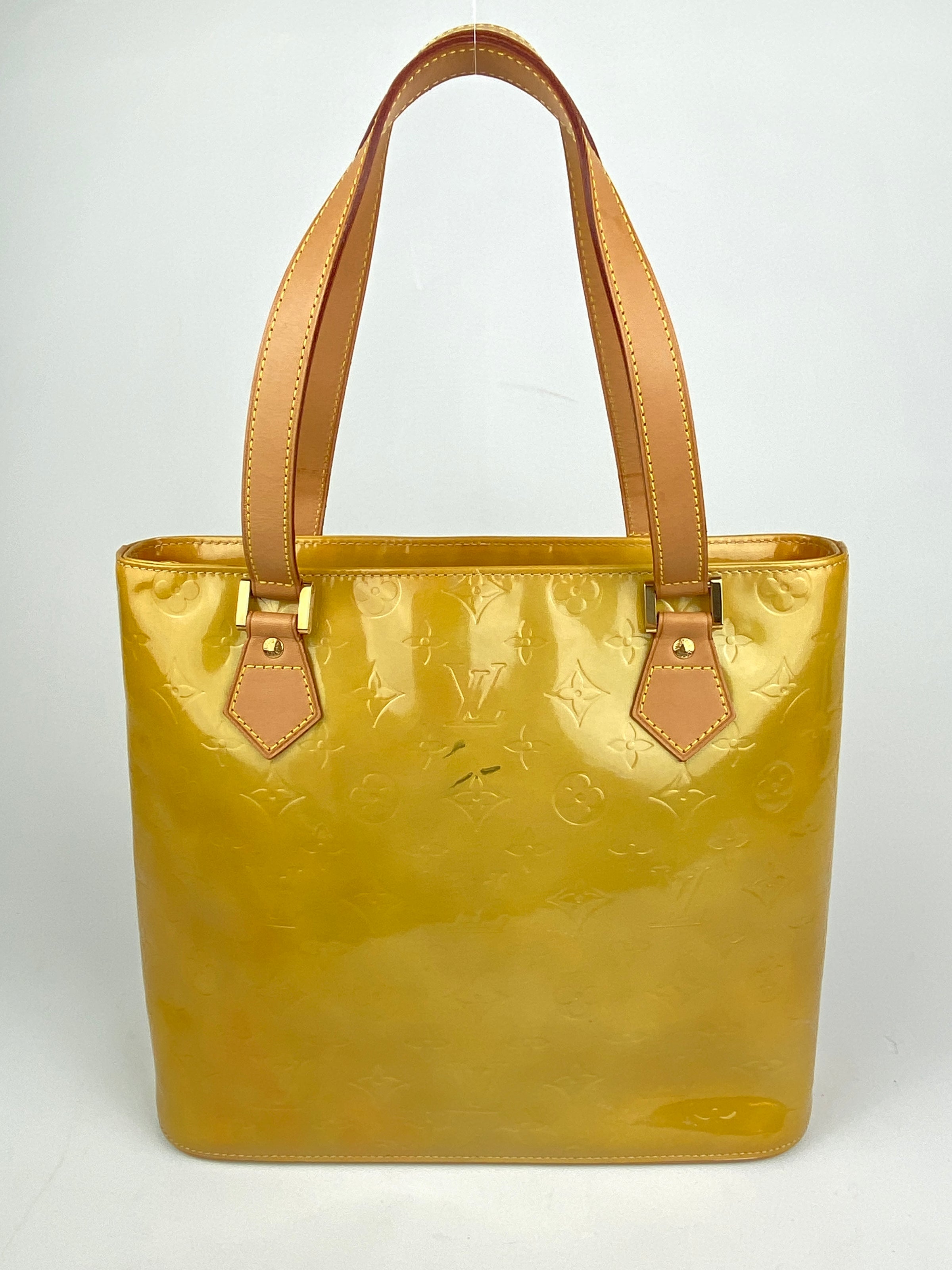 Louis Vuitton Pale Yellow Vernis Monogram Yellow Houston Tote Bag