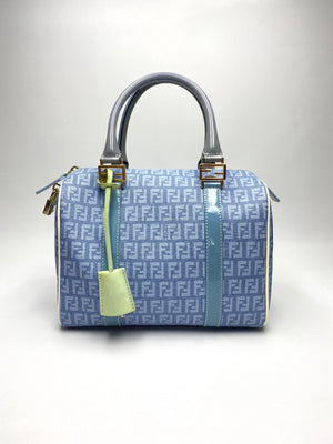 Fendi Blue Tone Bauletto Forever Boston Bag